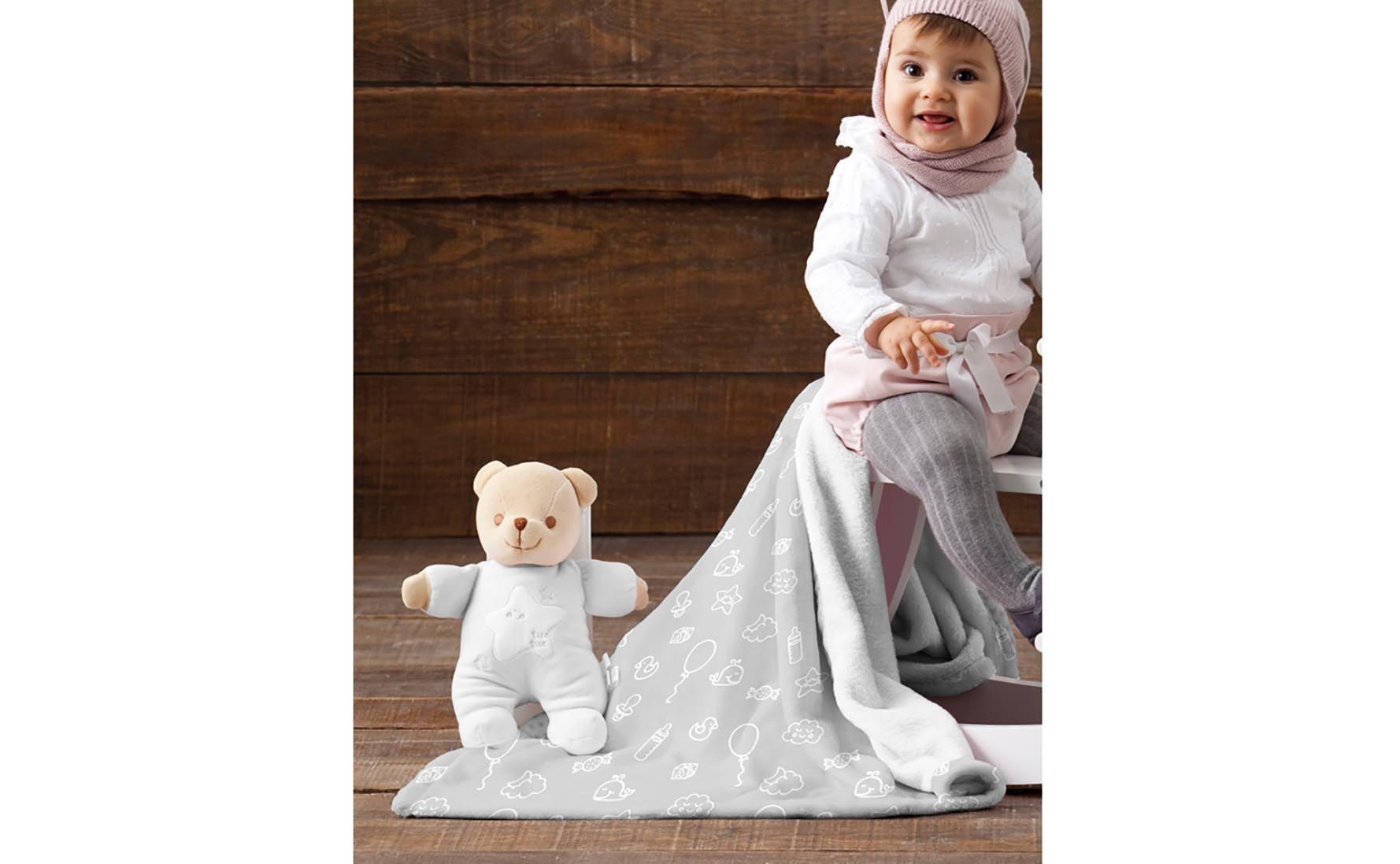 MANTA CARRO BEBÉ ESTAMPADA CON MOTIVOS INFANTILES GRIS