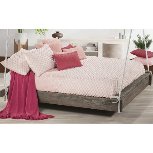 COLCHA CUBRECAMA JACQUARD PUNKT SHABBY CHIC ROSA