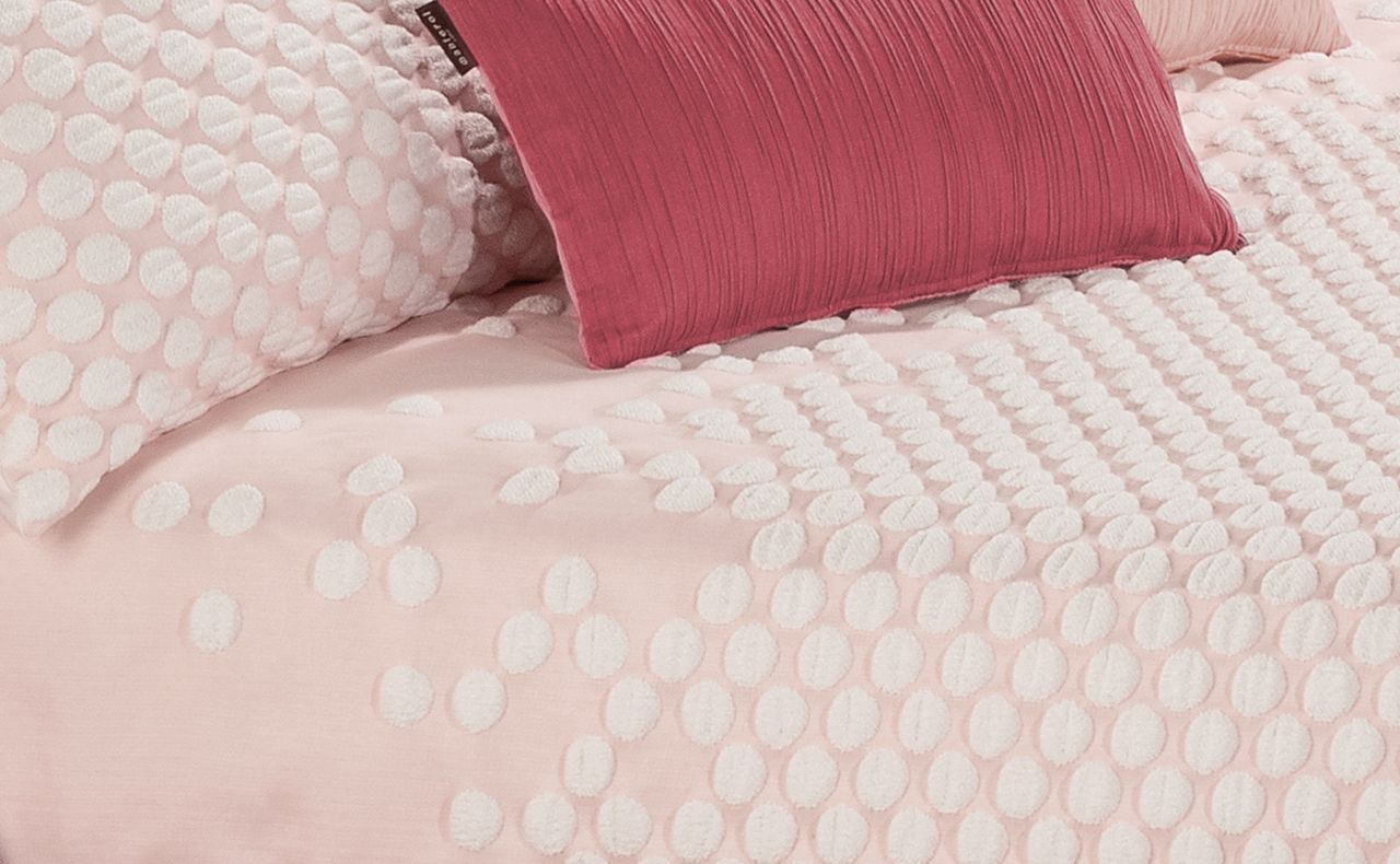 COLCHA CUBRECAMA JACQUARD PUNKT SHABBY CHIC ROSA