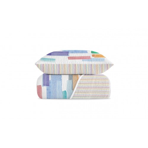 COLCHA BOUTI REVERSIBLE RAYAS MULTICOLORES SHABBY CHIC