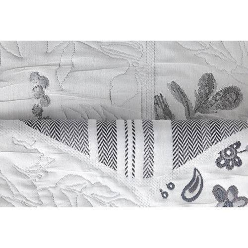 COLCHA CUBRECAMA HEXAGONOS NATURALEZA EN TONO GRIS Y BLANCO SHABBY CHIC KINFOLK