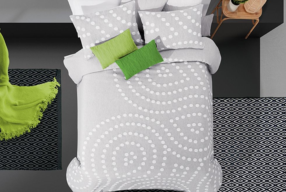 COLCHA CUBRECAMA JACQUARD PUNKTWELLEN SHABBY CHIC GRIS