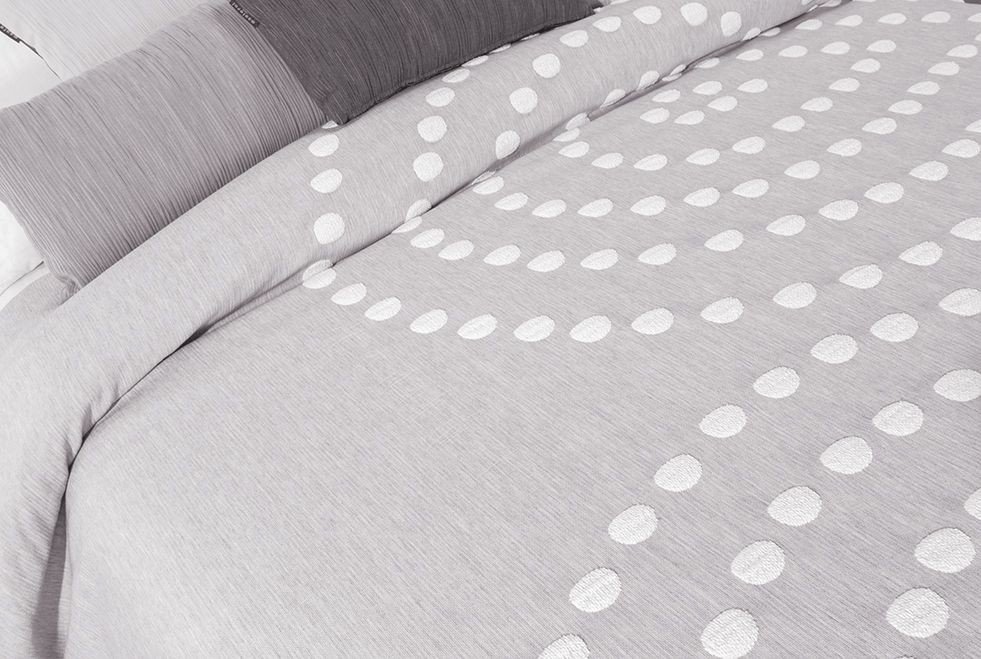 COLCHA CUBRECAMA JACQUARD PUNKTWELLEN SHABBY CHIC GRIS