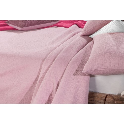 COLCHA CUBRECAMA JACQUARD ALGODON ROUGH ROSA SHABBY CHIC