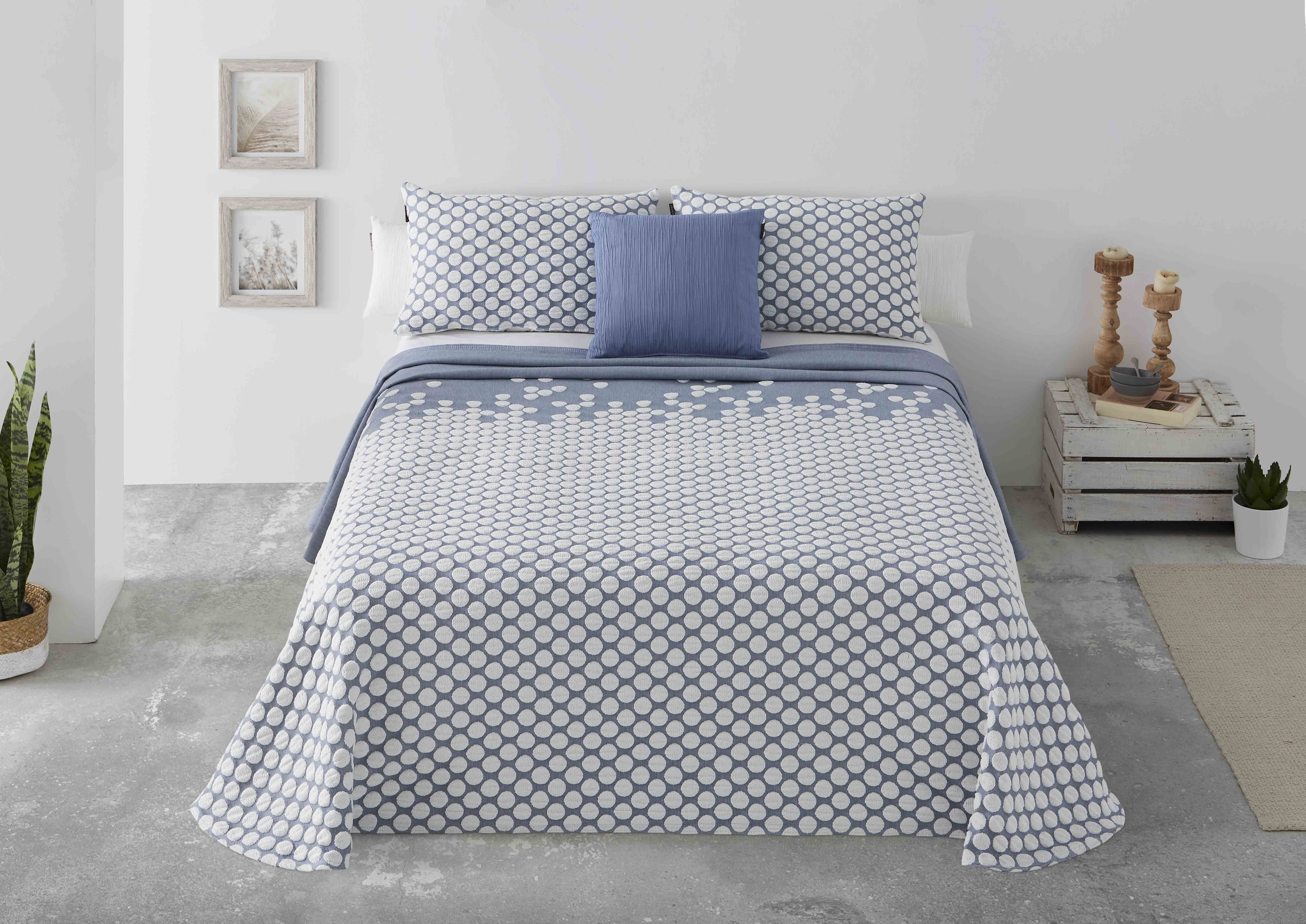 COLCHA CUBRECAMA JACQUARD PUNKT SHABBY CHIC AZUL
