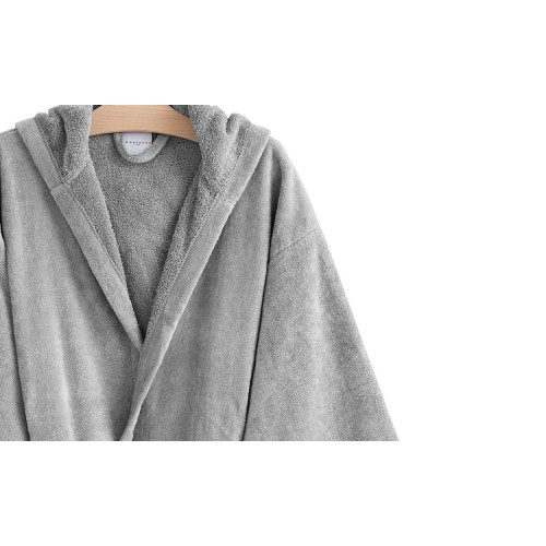 ALBORNOZ TERCIOPELO CON CAPUCHA GRIS