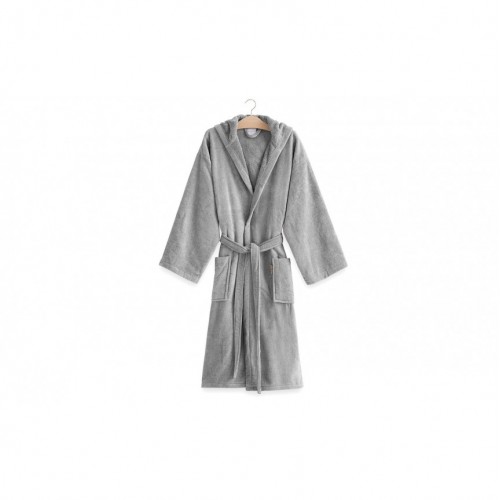 ALBORNOZ TERCIOPELO CON CAPUCHA GRIS