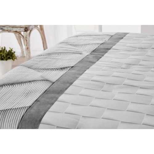 EDREDÓN VISUAL CUERO EFECTO TRES DIMENSIONES GRIS PIZARRA & TIZA