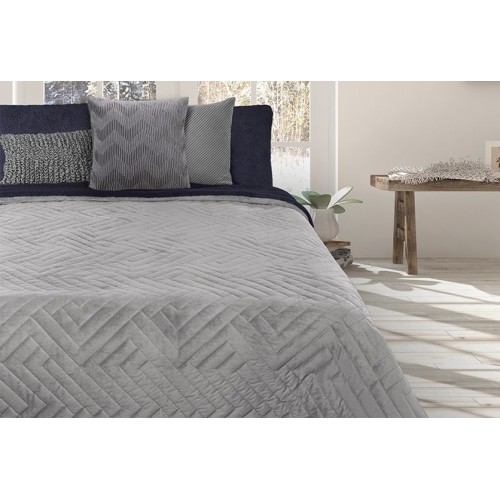 EDREDÓN QUILT PLANO GRIS Y AZUL MEDIANOCHE PIZARRA & TIZA