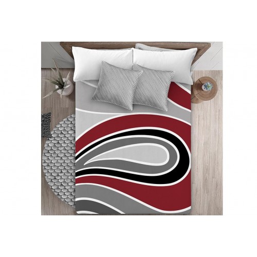 MANTA ATERCIOPELADA ESTAMPADA ONDAS COLOR GRIS, NEGRO Y GRANATE