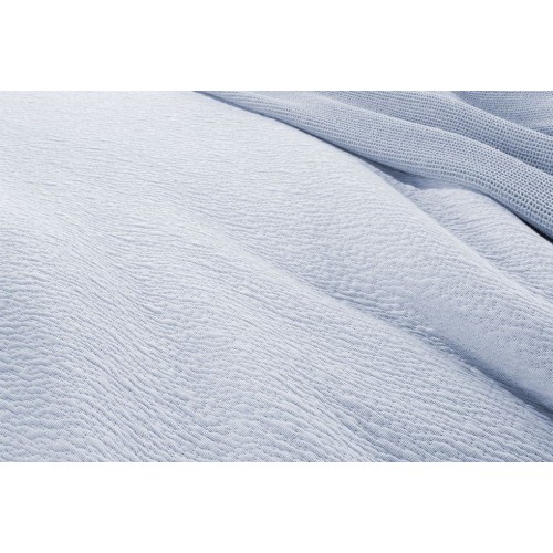 COLCHA CUBRECAMA JACQUARD ALGODON ROUGH AZUL CLARO SHABBY CHIC