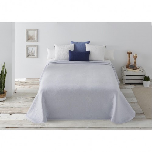 COLCHA CUBRECAMA JACQUARD ALGODON ROUGH AZUL CLARO SHABBY CHIC