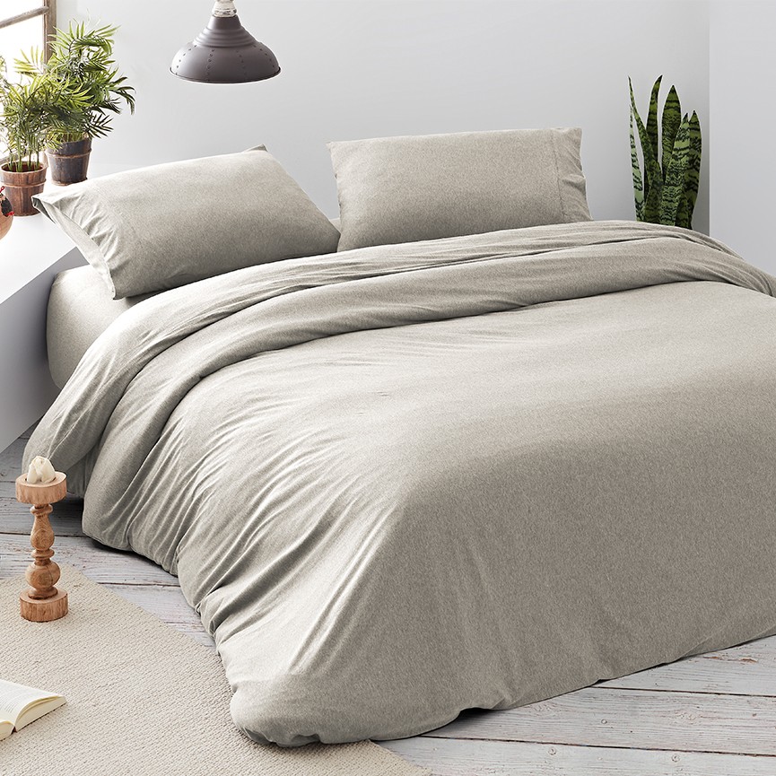 funda nórdica tejido jersey beige